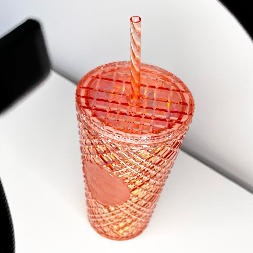 Starbucks 2021 Holiday Jeweled Tumbler Coral Pink Like New